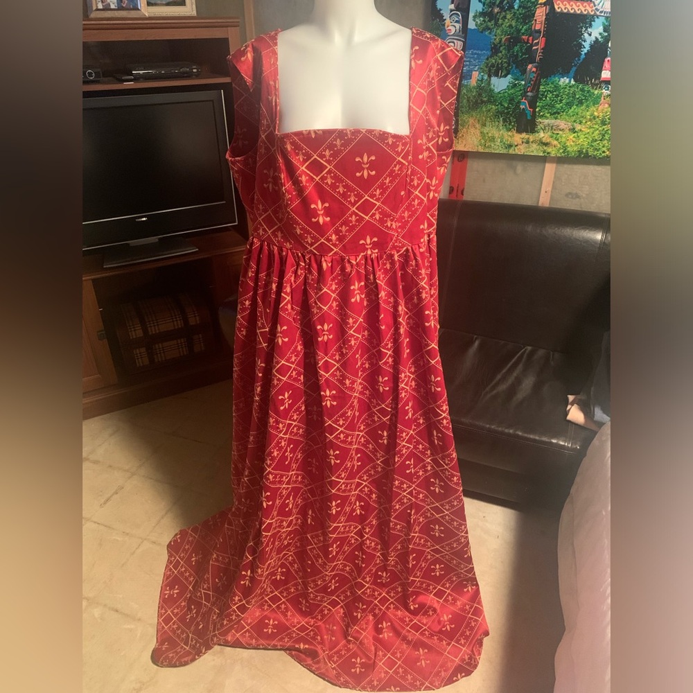 Rick red and gold gown. Plus size XXL.  Corset back.